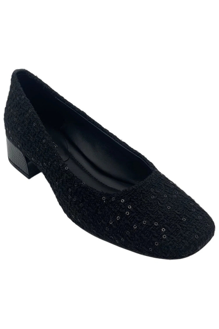 Donald Pliner Women's Drew Sequence Elastic Slip-On Heel Black - Medium